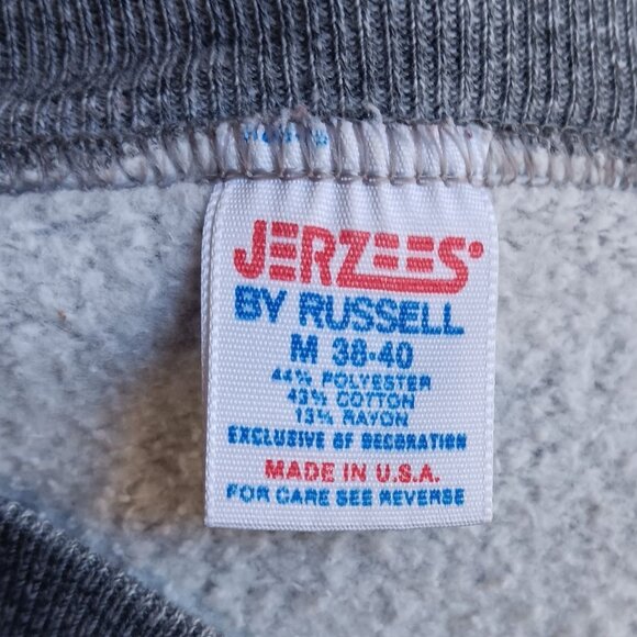 Vintage Men's Medium Sweatshirt Jerzees 80s Embroidered Triblend Rayon Russell - Picture 6 of 6